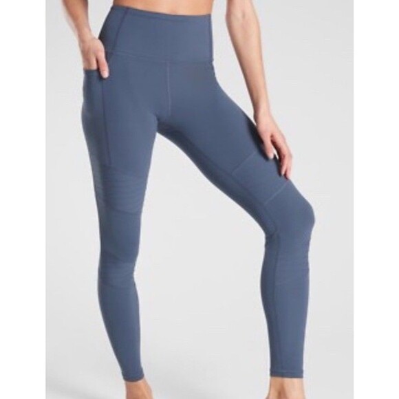 Athleta Pants - Athleta Size S Inclination Moto Tight Leggings High Rise Blue